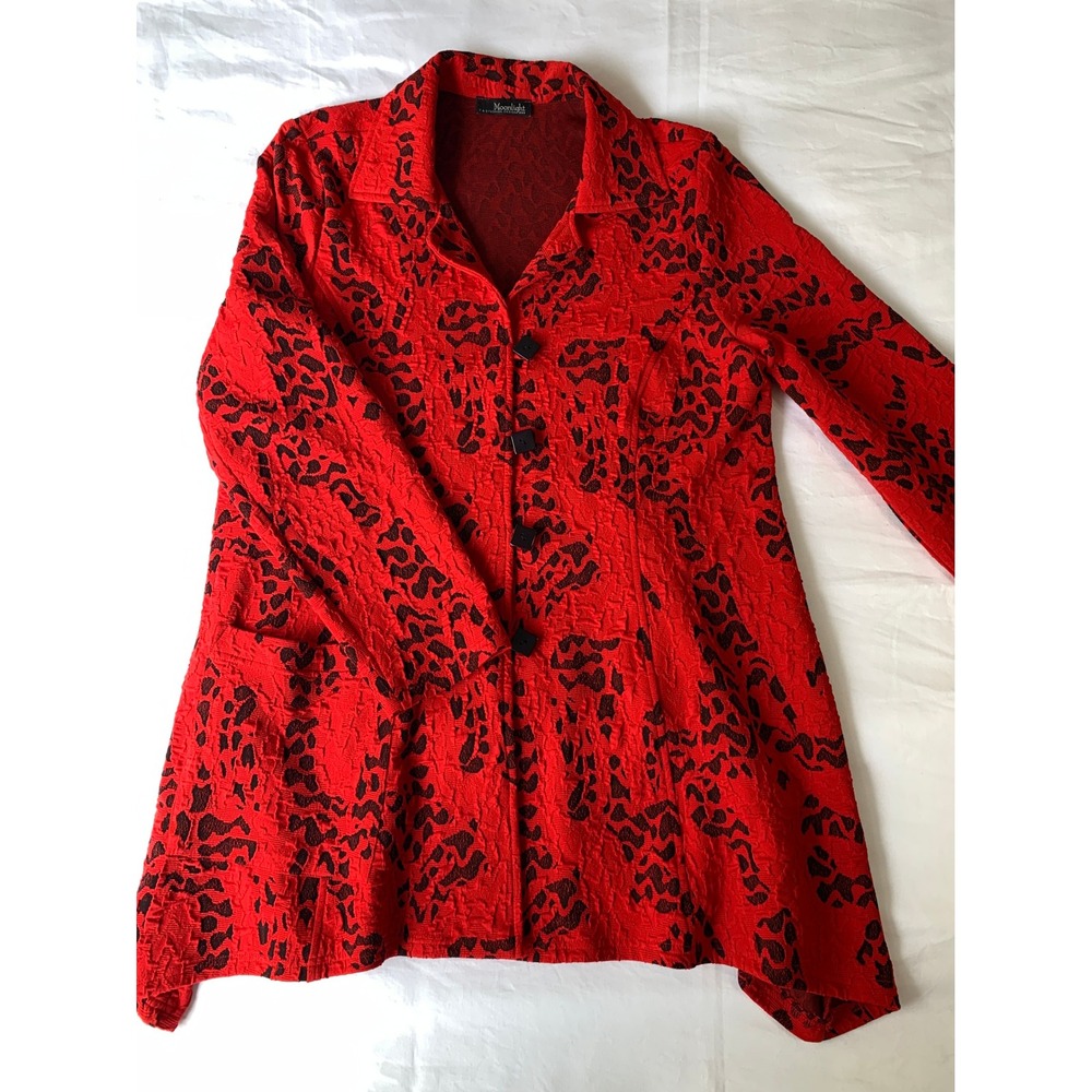 Moonlight Y & S Fashion Design Red Tunic XL Trapeze Jacket Lagenlook Art to Wear - Picture 9 of 16